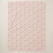Sherpa Couverture Rose Fleurie Avec Vert Clair (Devant)