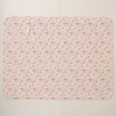 Sherpa Couverture Rose Fleurie Avec Vert Clair (Devant (Horizontal))