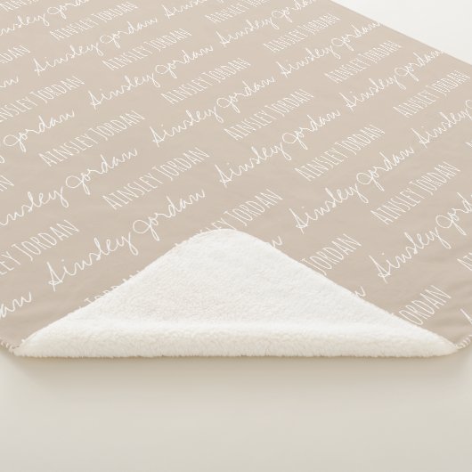 Sherpa Crème neutre Nom de couverture bébé répété (3/4)