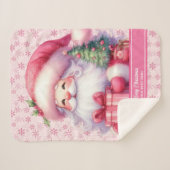 Sherpa Cute Rose Père Noël Nom Couverture Filles Cadeau d (Devant (Horizontal))