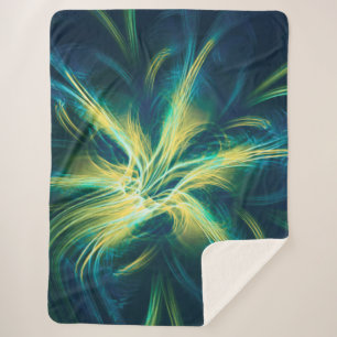 Sherpa Deken Fractal Bloem Blauw Palet