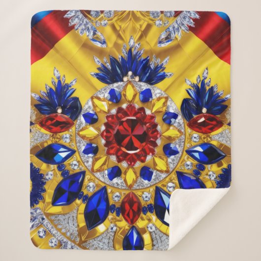 Sherpa Deken met Roemeense Kleuren Ontwerp (Voorkant)