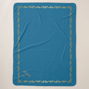 Sherpa Deken-Peacock Blue Custom Monogrammen Deken