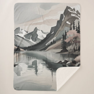 Sherpa deken T-SHIRT Mountain Lake Scene afbeeldin