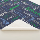 Sherpa Ethan nom personnalisé blanc bleu gris couverture (3/4)