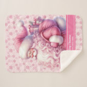 Sherpa Filles Rose Père Noël Nom Couverture Fêtes Pinkmas (Devant (Horizontal))