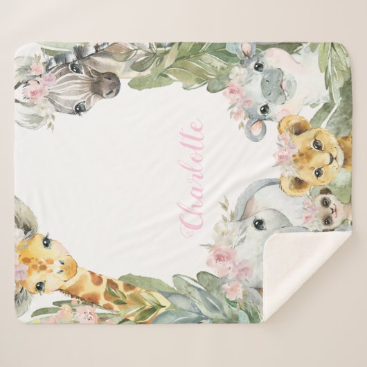 Sherpa Fillette Safari Couverture bébé (Devant (Horizontal))