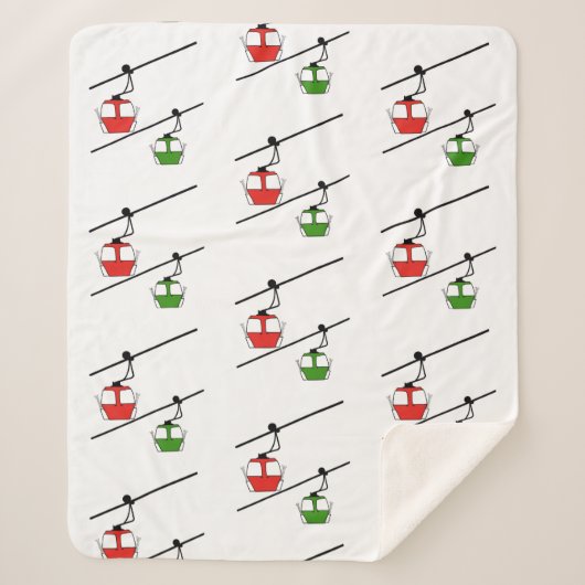 Sherpa Gondolas rouges et verts sur couverture blanche (Devant)