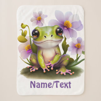 Sherpa Grenouille mignonne en Fleurs, couverture bébé