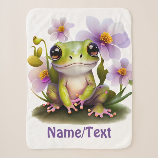 Sherpa Grenouille mignonne en Fleurs, couverture bébé (Devant)