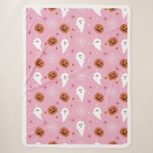 Sherpa Jolie couverture Halloween rose fantôme et citroui