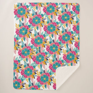 Sherpa Motif Floral Coloré Grande Couverture Chaude – Lum
