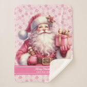 Sherpa Nom personnalisé Pink Père Noël couverture pour ca (Devant)