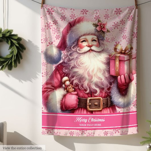 Sherpa Nom personnalisé Pink Père Noël couverture pour ca