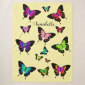 Sherpa Papillon Coloré Nom Personnalisé Couverture Douce (Devant)