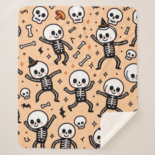 Sherpa Squelette dansant Halloween couverture motif (Devant)