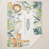 Sherpa Une couverture d'animaux de Safari avec de mignons (Devant)