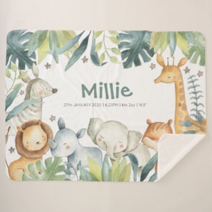 Sherpa Une couverture d'animaux de Safari avec de mignons