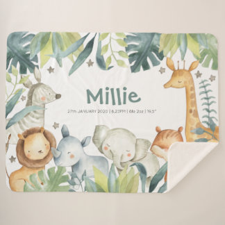 Sherpa Une couverture d'animaux de Safari avec de mignons
