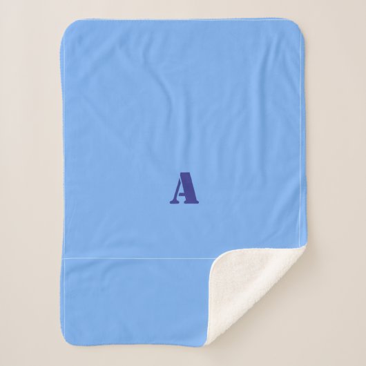 Sherpa Une couverture en polaire bleu clair Monogramme (Devant)