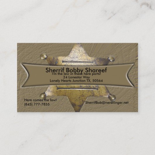 Sherrif Style Carte de visite (Devant)