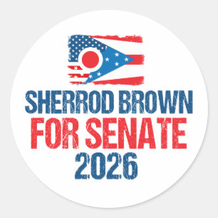 Sherrod Brown voor Senaat 2026 Verkiezing Ohio Vla Ronde Sticker