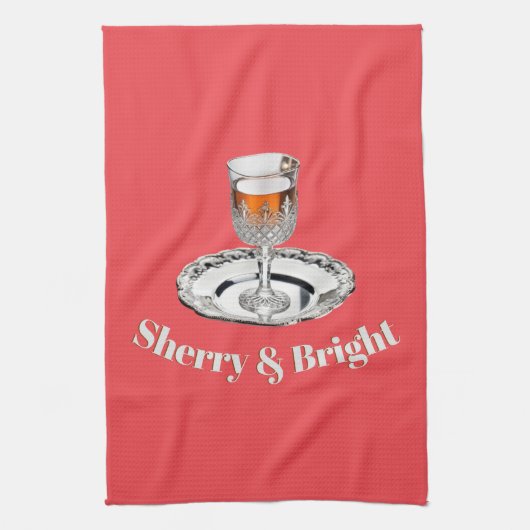Sherry & Bright Drink Glass Grappig Rood Kerstfees Theedoek (Verticaal)