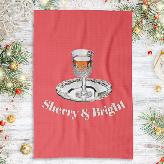 Sherry & Bright Drink Glass Grappig Rood Kerstfees Theedoek