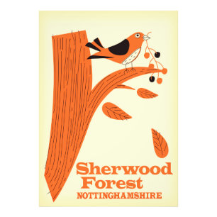 Sherwood Forest, reisposter Nottinghamshire Foto Afdruk