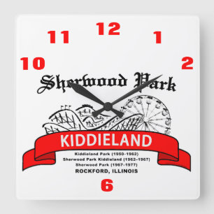 Sherwood Park Kiddieland, Rockford, IL. Amusement Vierkante Klok