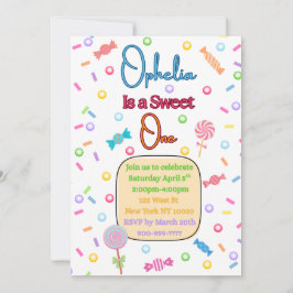 She's a Sweet One First Birthday Party Invitation Bedankkaart