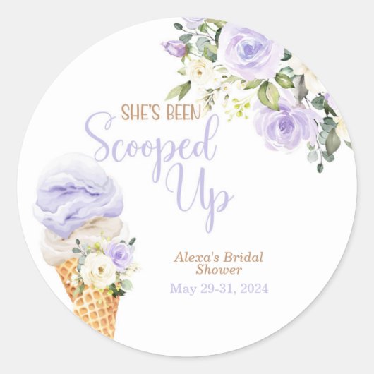 She's Been Scooped Up (Purple) Custom Ronde Sticker (Voorkant)