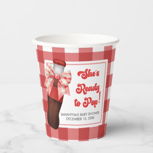 She's Ready to Pop Baby Shower  Papieren Bekers (Voorkant)