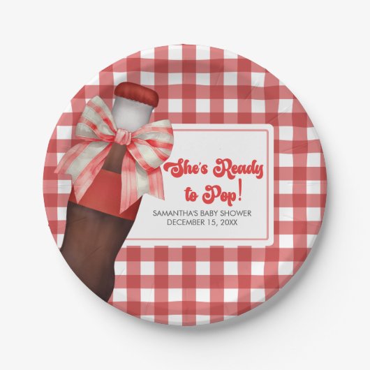 She's Ready to Pop Baby Shower Papieren Bordje (Voorkant)