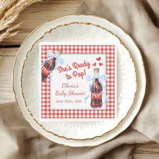 She's Ready to Pop Baby Shower | Red Gingham Servet