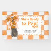 She's Ready to Pop Baby Shower Spandoek (Horizontaal)