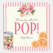 She's Ready to Pop Tropical Floral Citrus Vierkante Sticker (Voorkant)