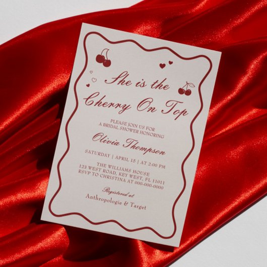 She's The Cherry On Top Bridal Shower Kaart