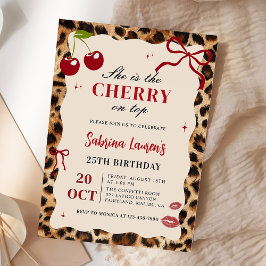 She's the Cherry on top Leopard Cheetah Birthday Kaart
