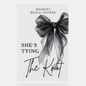 She's Tying The Knot Black Bow Welcome Sign (Recto)