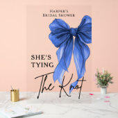 She's Tying The Knot Blue Bow Welcome Sign (Mariage)