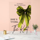 She's Tying The Knot Green Bow Welcome Sign (Mariage)