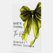 She's Tying The Knot Green Bow Welcome Sign (Angle)