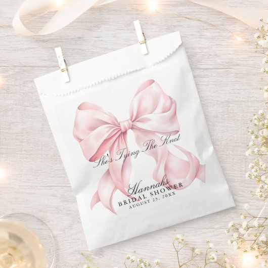 She's Tying The Knot Pink Bow Bedankzakje (Geknipt)