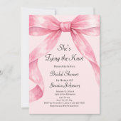 She's Tying the Knot Pink Bow Bridal Shower Kaart (Voorkant)