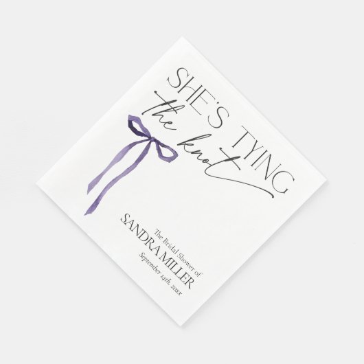 Shes Tying the Knot Puple Bow Vrijgezellenfeest Servet (Hoek)