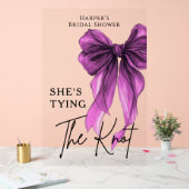 She's Tying The Knot Purple Bow Welcome Sign (Mariage)