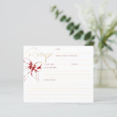 She's Tying the Knot Red Bow Bridal Recipe Card (Staand voorkant)