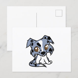 Shetland Herdershond Blauwe Merle en Witte Cartoon Briefkaart
