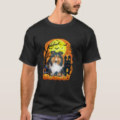 Shetland herdershond met pompoenen enge Halloween T-shirt (Voorkant)